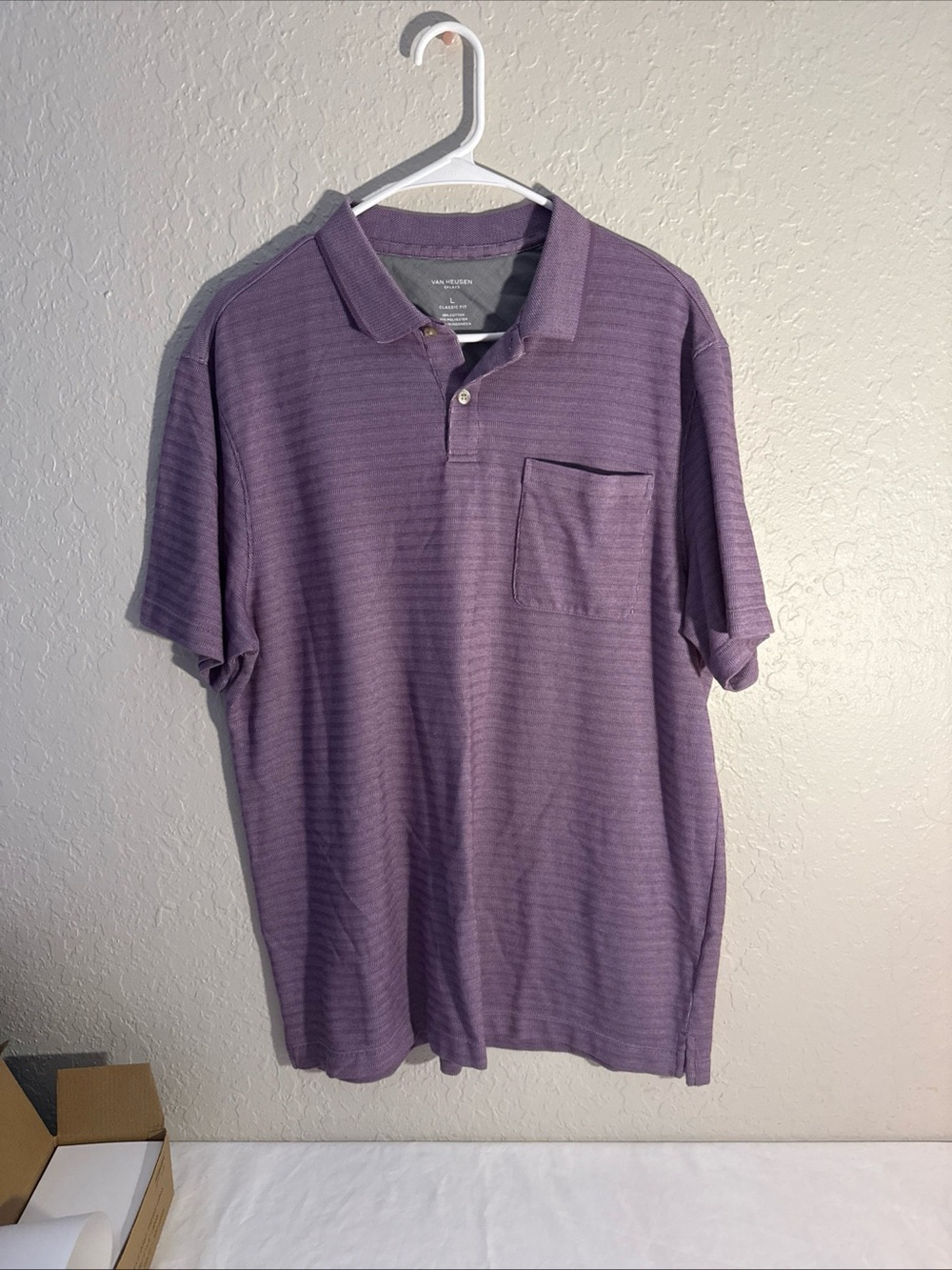 Van Heusen Lavender Short Sleeve Polo with Chest Pocket